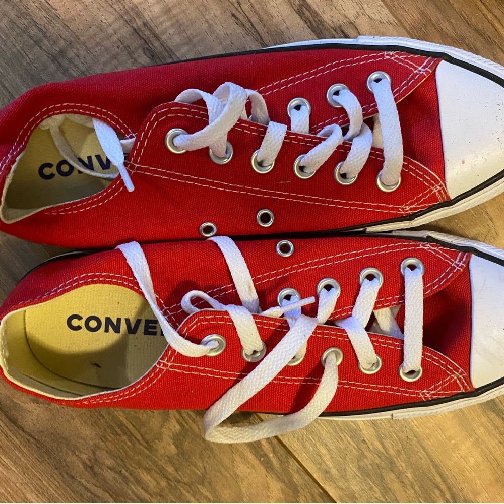 Red and white converse
